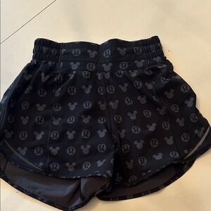 Lululemon Disney Black Athletic Shorts with Subtle Logo Print